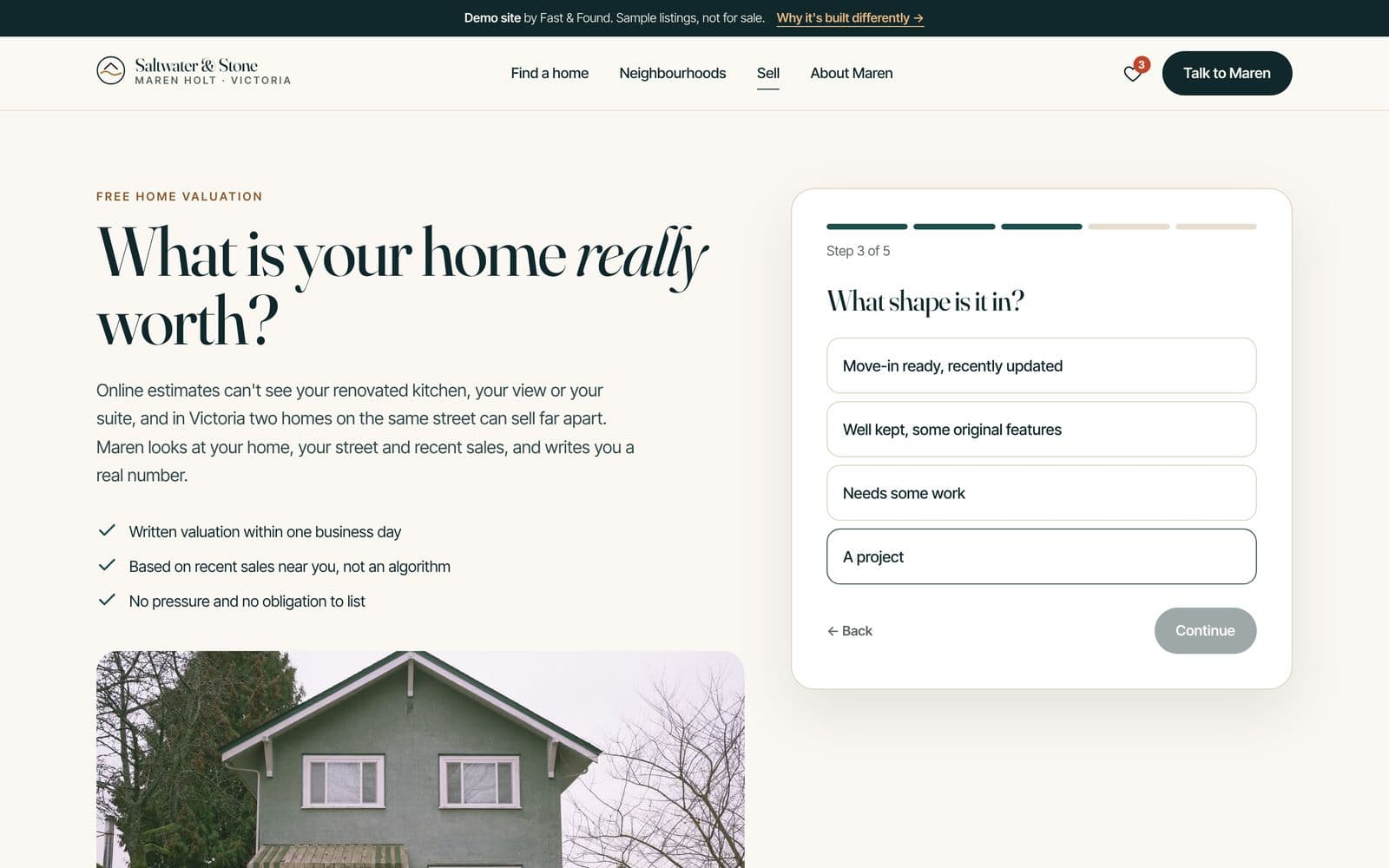 Step-by-step home valuation request